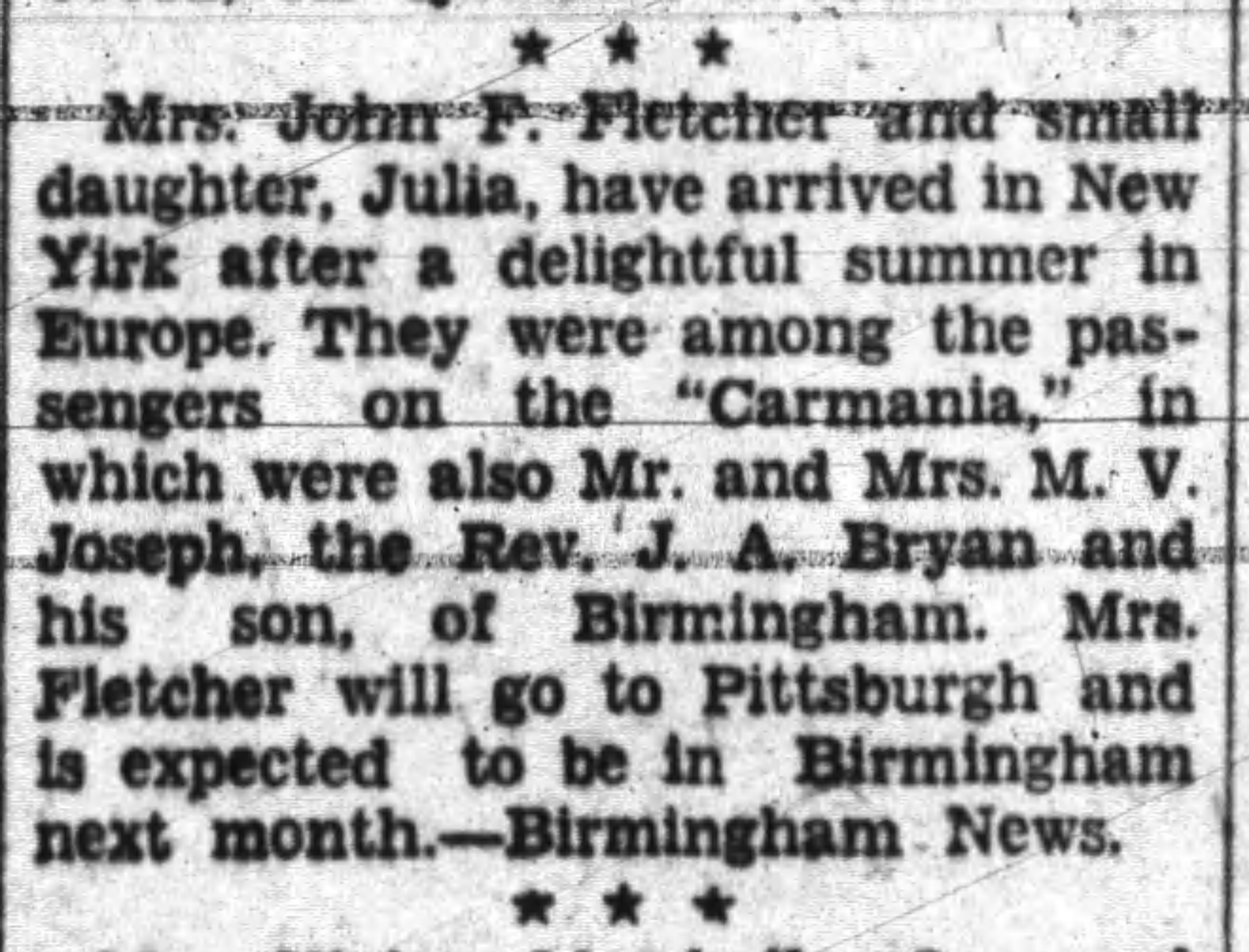 Return Aboard Carmania